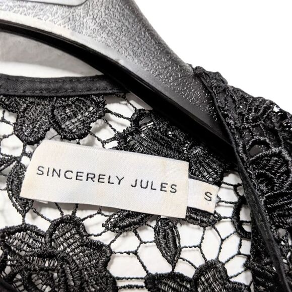 SINCERELY JULES Black Jet Lace Blouse S - Picture 4 of 9
